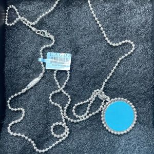 Maya 32mm Inlay Pendant Necklace, Blue